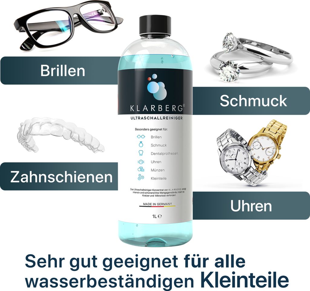 Ultraschall Reinigungsgerät Ultraschall-Reiniger Konzentrat 2x 1L – Für Schmuck, Brillen, Gold, Silber, Instrumente Ultraschallreinigungsgerät 6 L
