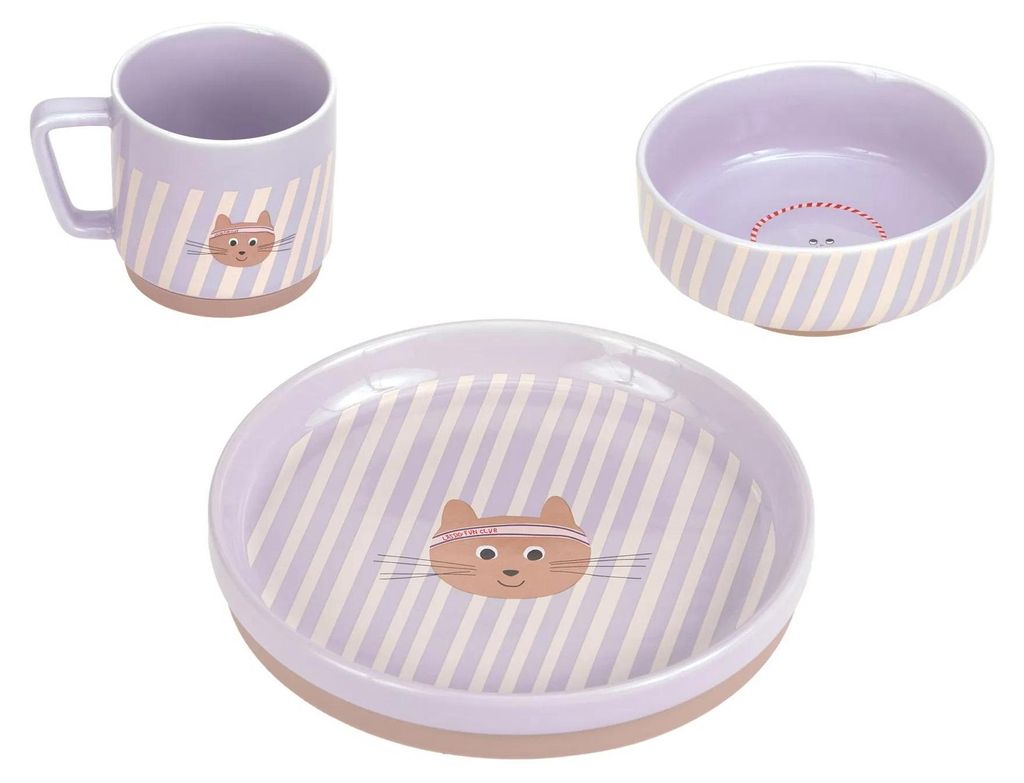 Lässig-Dish Set Porcelain/Silicone Tiny Team Cat