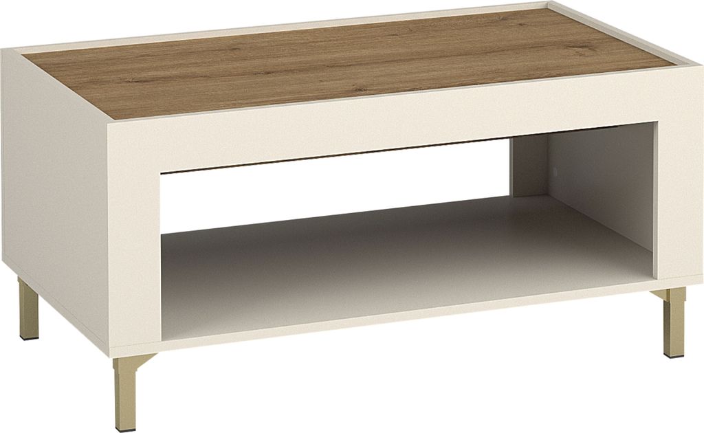 MIRJAN24 Couchtisch Mossa MO09, Wohnzimmer Kaffeetisch mit Einlegeboden, Stilvoll Kollektion (Farbe: Cashmere / Cashmere + Eiche Whisky)
