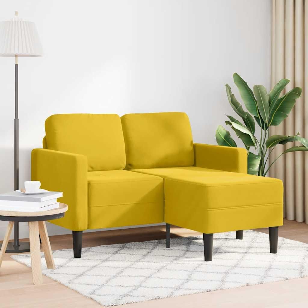 vidaXL 2-Sitzer-Sofa mit Chaiselongue L-Form Gelb 125 cm Produktbild 