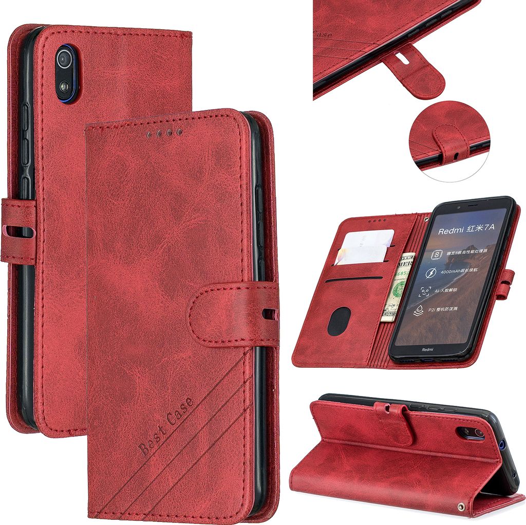 Für Redmi 7A Denim Pattern Solid Color Flip Geldbörse Produktbild 