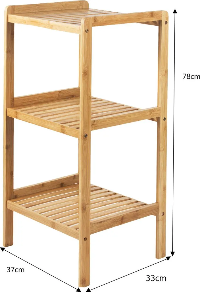 Petit meuble de salle de bain bois bambou 3 niveaux lot de 2 gain de place
