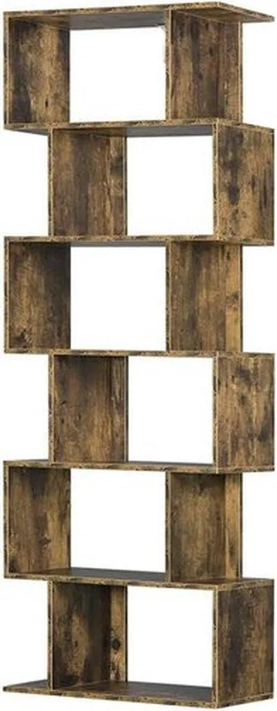 Bibliothèque Gain de Place 6 Cases Bois Marron Bolt Edge pour Studio