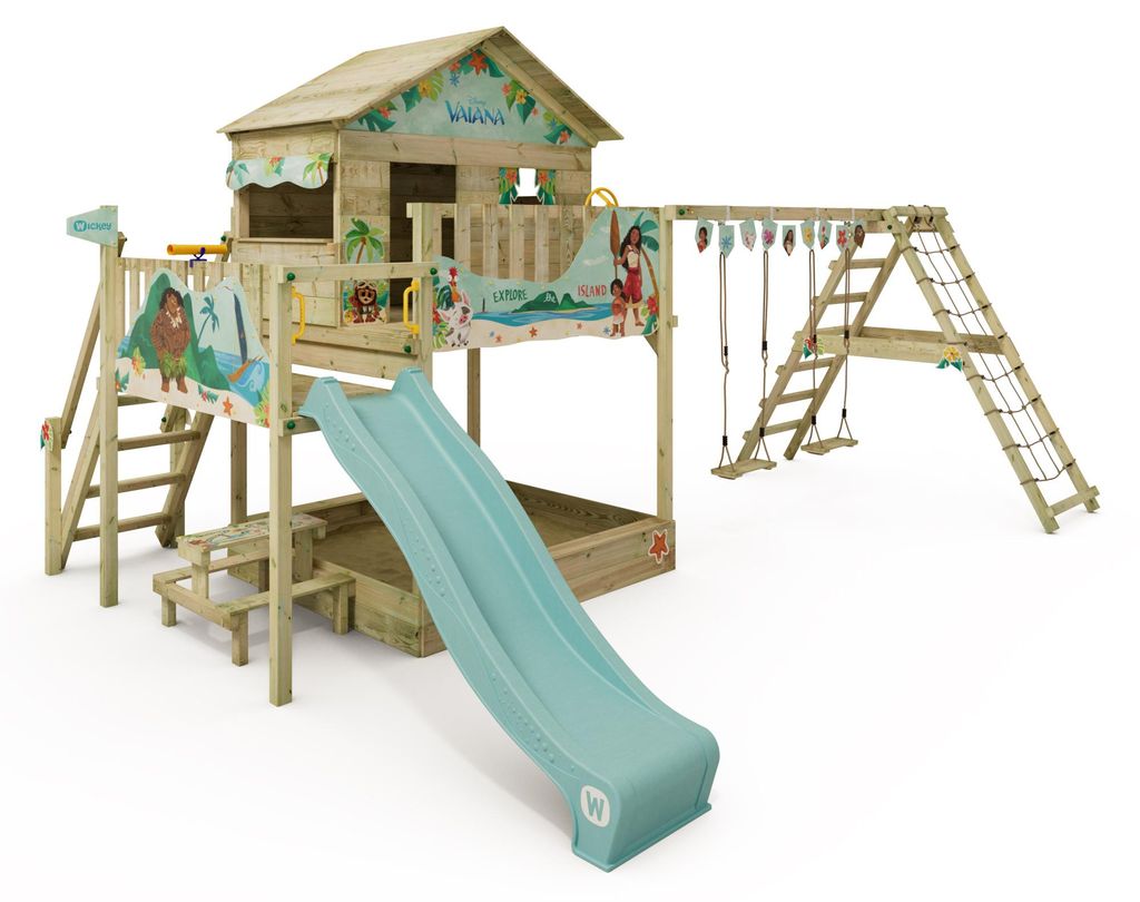 Spielturm Wickey Disney Saga mit Schaukel und Sandkasten in Himmelblau