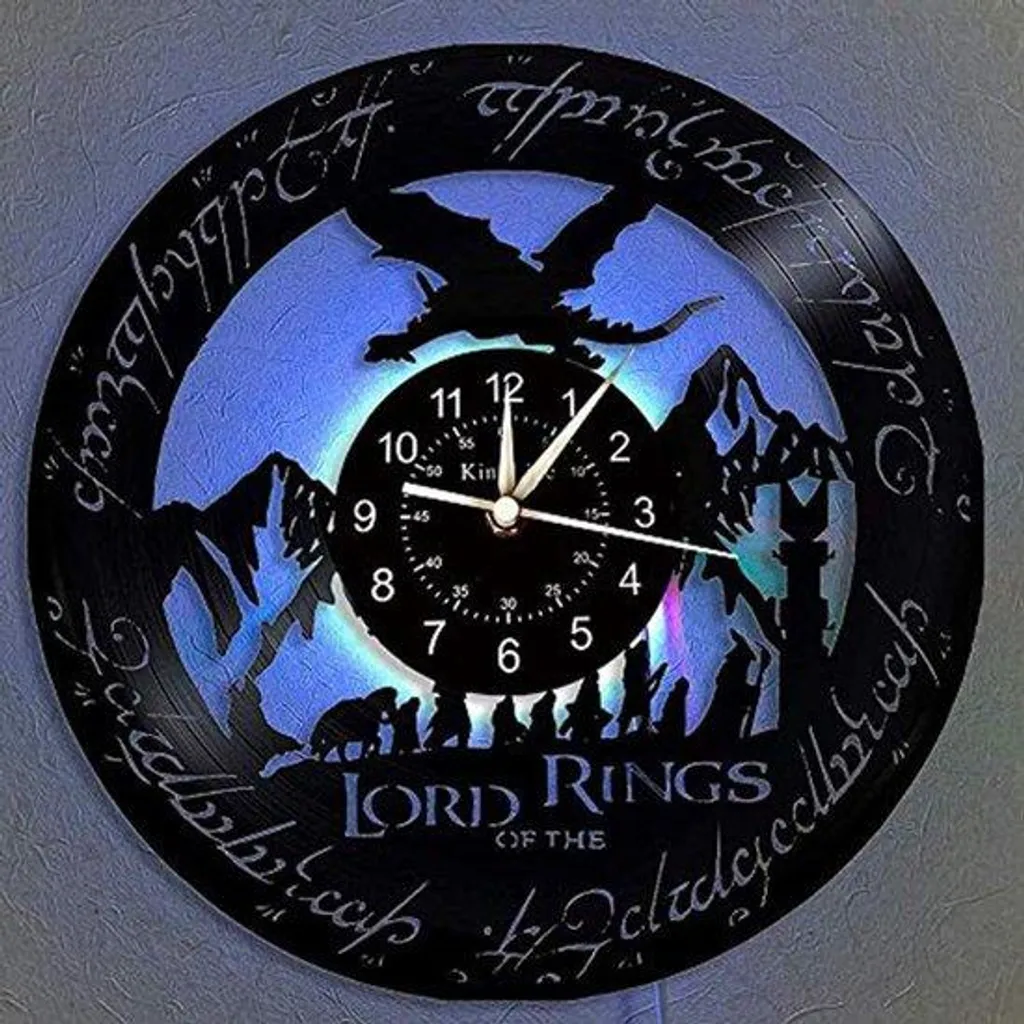 Horloge murale vinyle silencieuse sans tic-tac avec LED et cadeau original