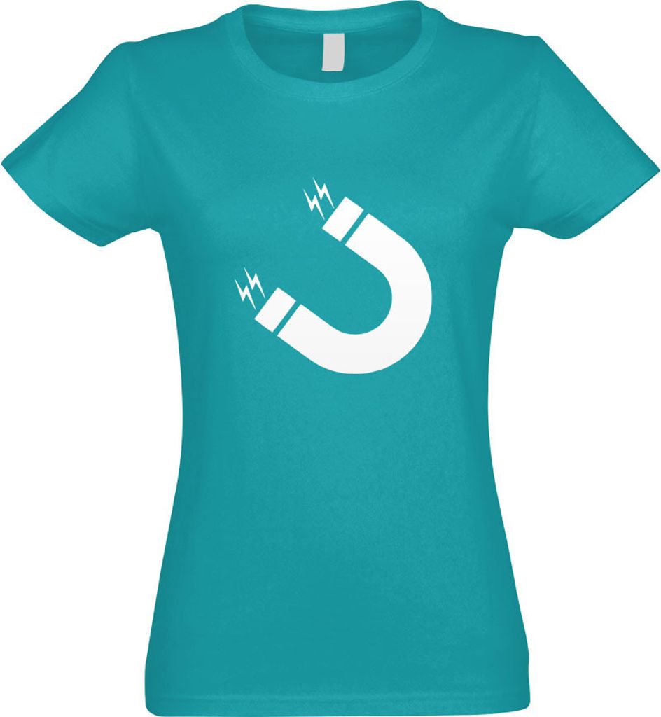 Kiwistar - T-Shirt tailliert - Damen - türkis - Magnet - Elektro - Energie - mit Motiv Bedruckt - Funshirt Design - Sport - Freizeit - Damen - M