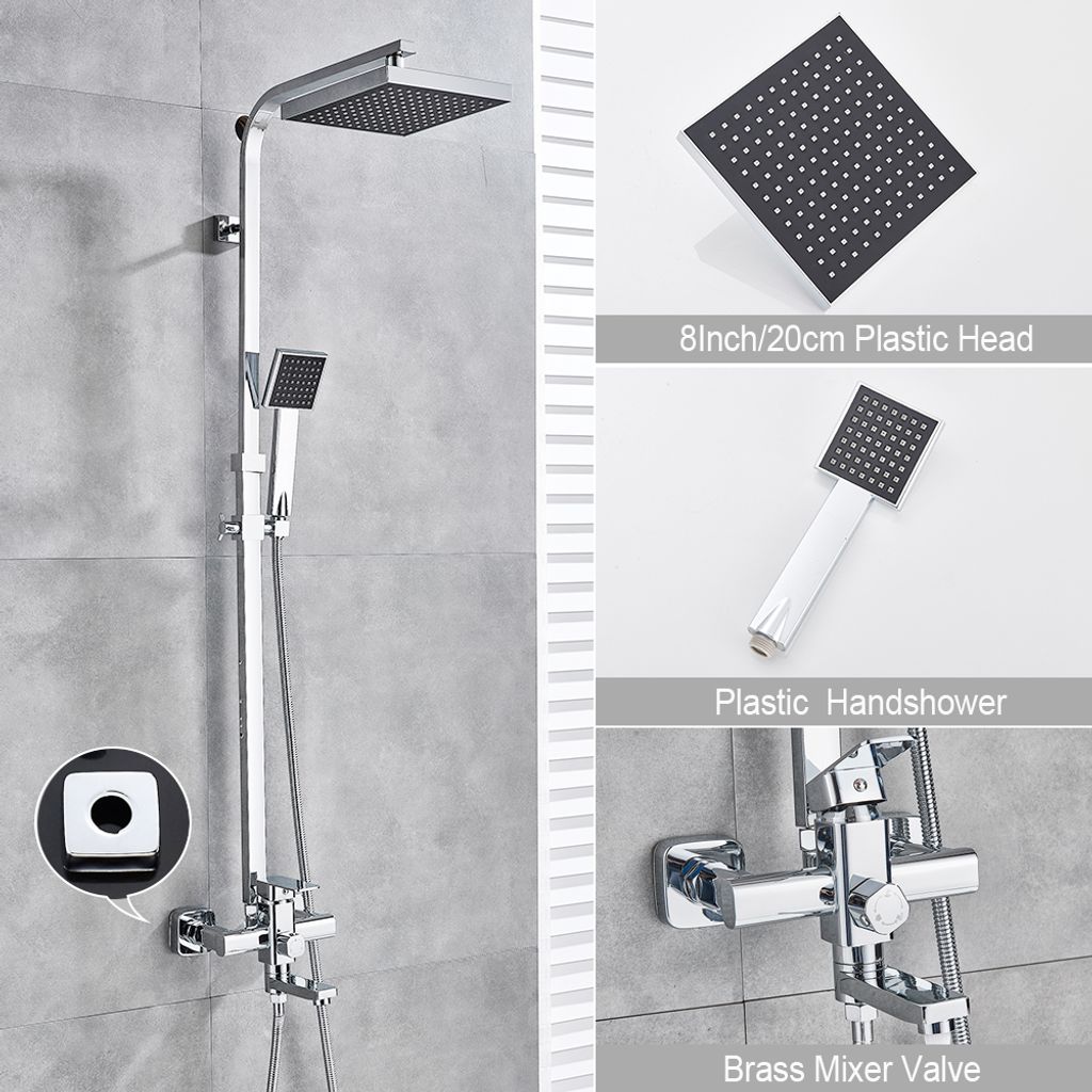 Uhlový sprchový systém s dažďovou hlavicou 20*20 cm, Obrázok produktu 