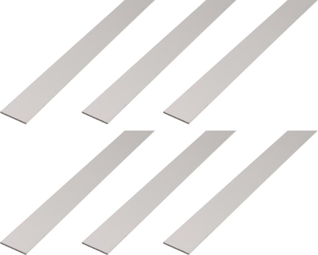 Alberts 6 x Flachstange, Aluminium, silberfarbig eloxiert, 15 x 2 mm, Länge 2 m