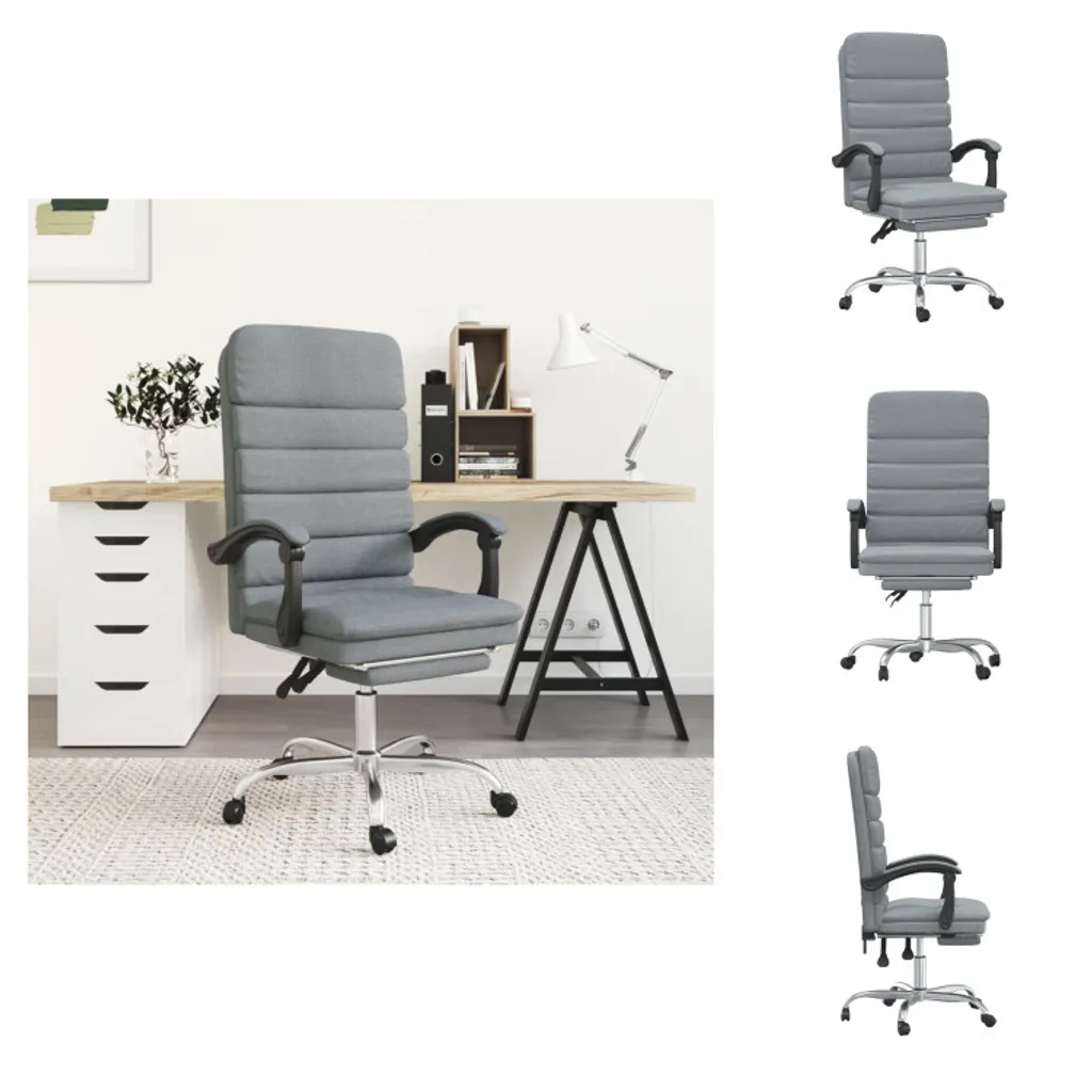 Chaise de bureau massante en tissu gris avec hauteur réglable vidaXL