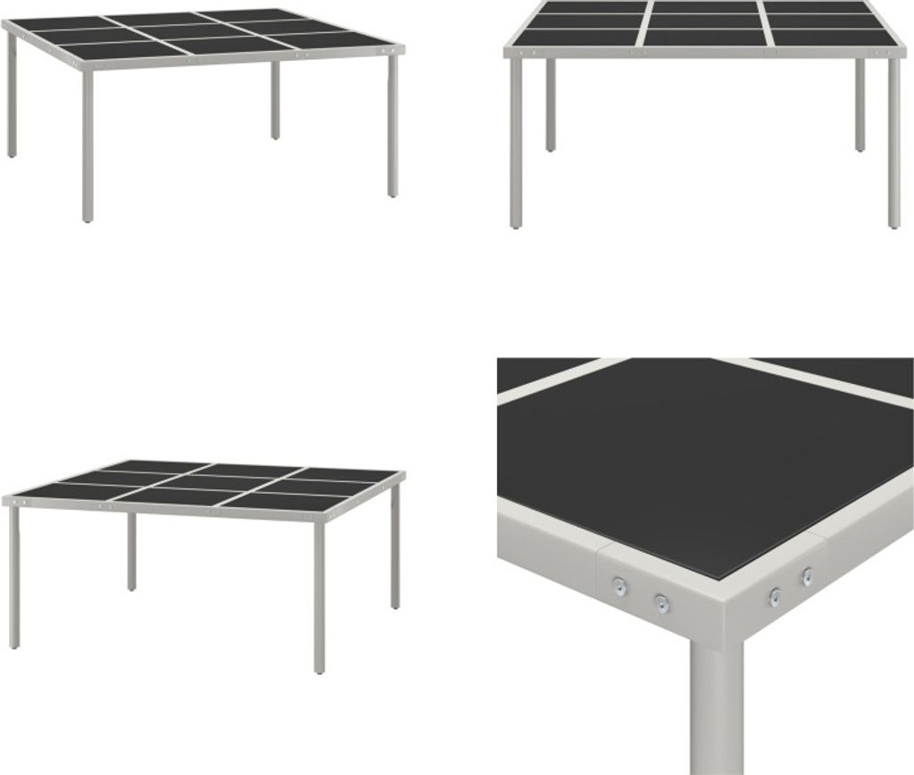 vidaXL Garten Esstisch 170x170x74,5 cm Glas und Stahl - Esstisch - Esstische - Gartentisch - Garten-Esstisch