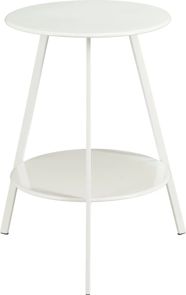 Table basse ronde en métal blanc Seatle : stable et résiste à la pluie