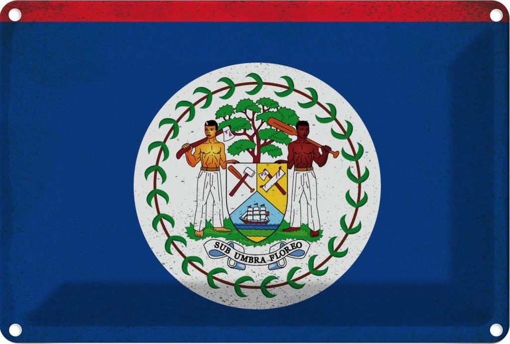 vianmo Blechschild 12x18 cm Belize Vintage Flagge Fahne Wappen
