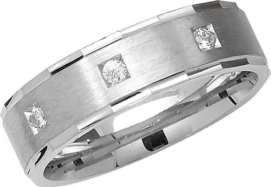 Schwerer 925 Sterling Silber 6mm Abgeschrägten Rand Herren/Damen - Trauring/Ehering/Hochzeitsring mit Zirkonia, 67 (21.3); TRS14927RSX