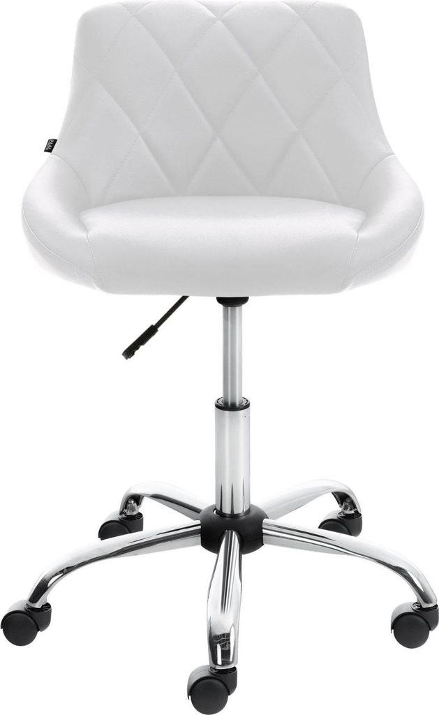 Arbeitshocker – Bequemer Sitz – Höhenverstellbar, drehbar und ergonomisches Design. Farbe: Weiß | Material: Kunstleder