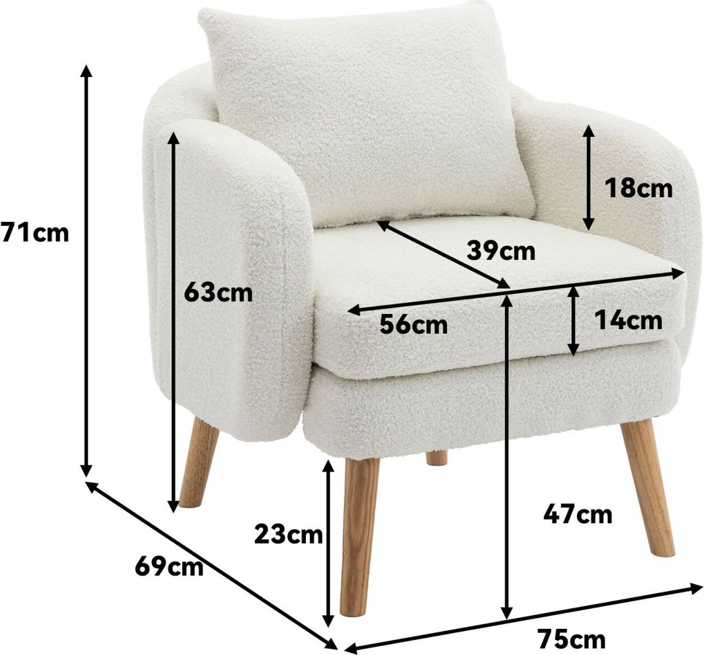 Fortuna Lai Čalouněné křeslo s polštářem Lounge Chair Sofa Obrázek produktu 3