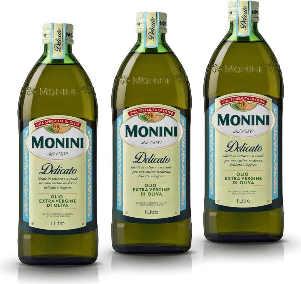 3x Monini Delicato Extra Natives Olive Olivenöl 1L nativ italien olio oliva