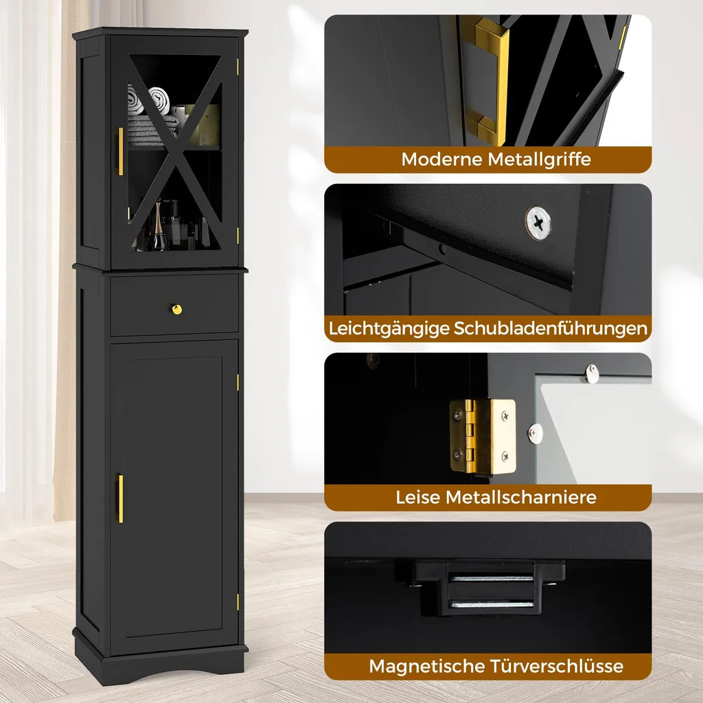 Rangement salle de bain vertical noir pour optimiser les petits coins - 8