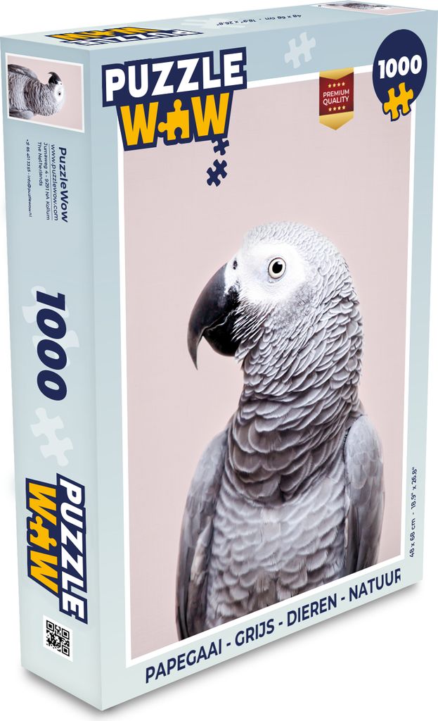 MuchoWow Puzzle 1000 Teile Papagei - Grau - Tiere - Natur - Spielzeug - Alt und Jung - Spiele - Puzzeln