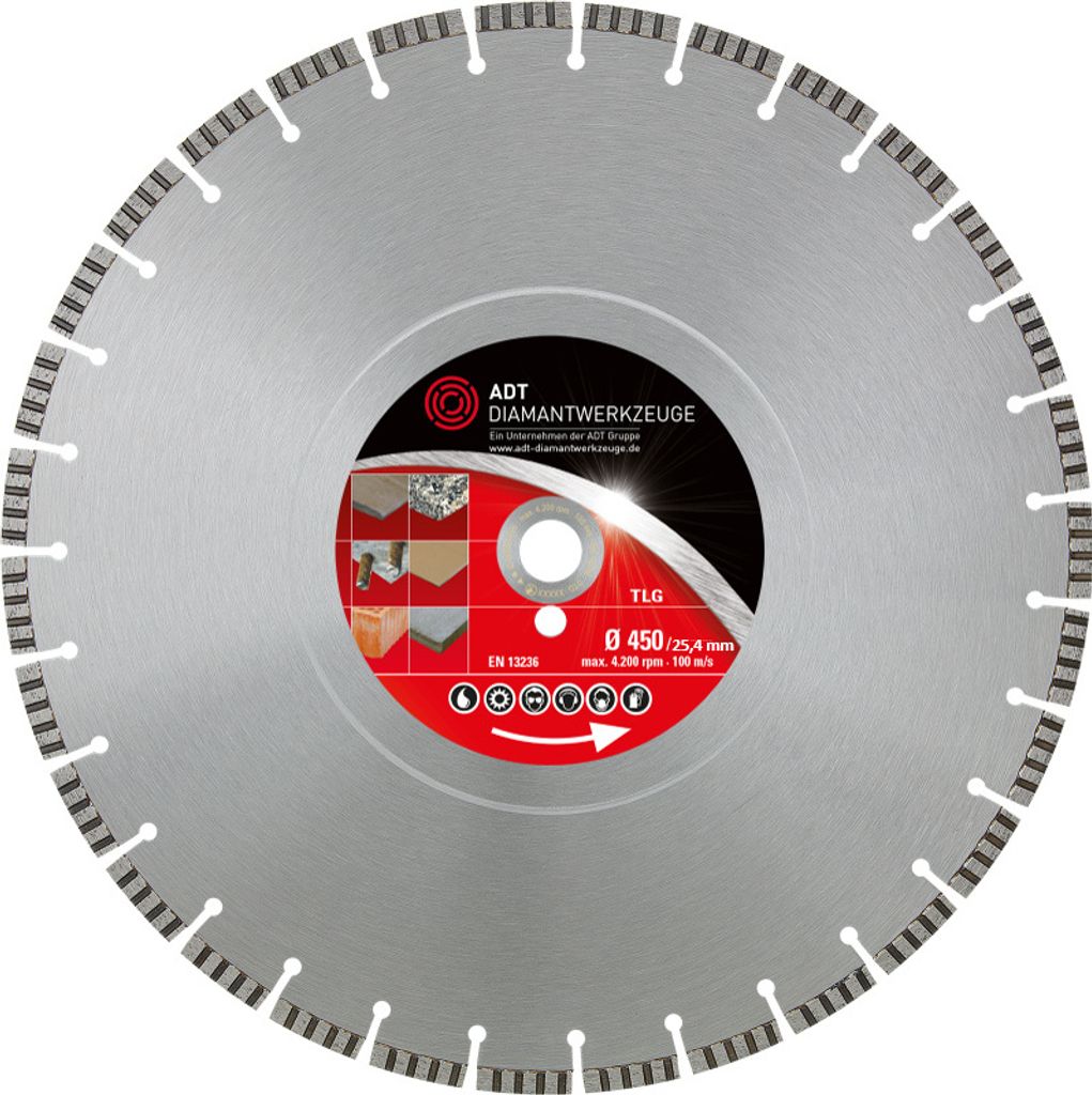 Diamanttrennscheibe Granit/Beton TLG Premium Ø 450 mm 25,4 Produktbild 