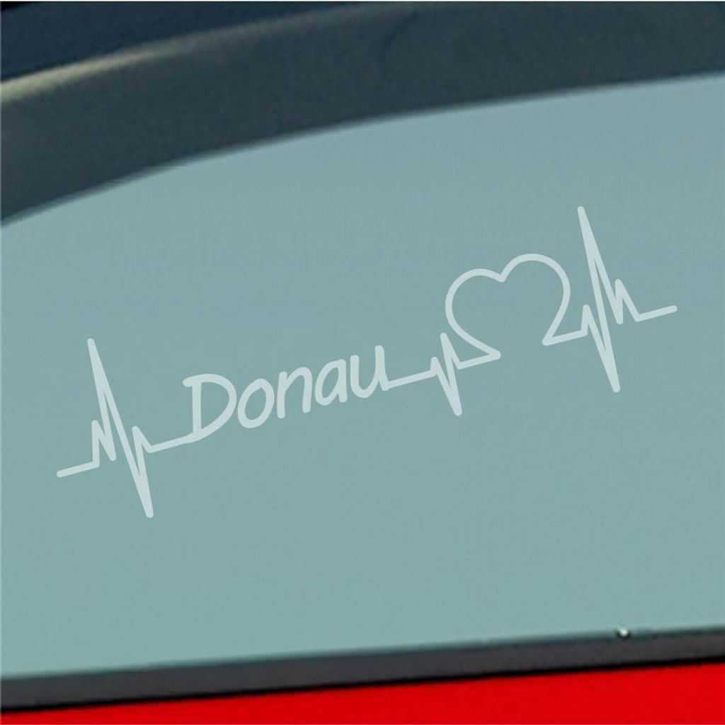 Auto Aufkleber Donau Herz Puls Fluss River Wasser Water Liebe Love 19x6 cm Milchglas Sticker Heckscheibenaufkleber