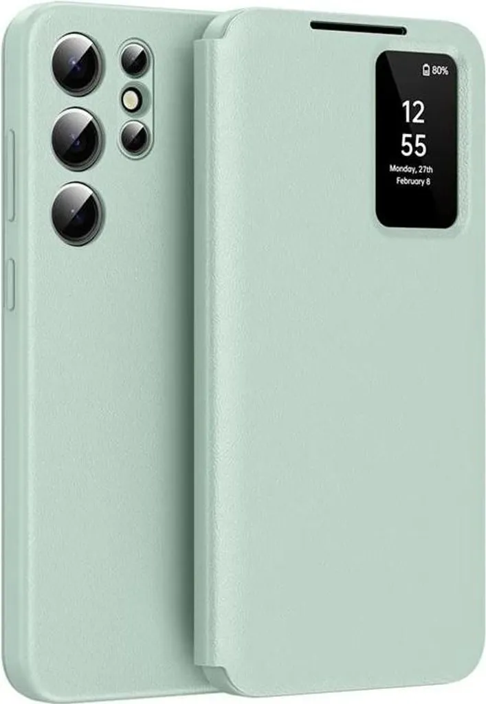 Custodia per Samsung Galaxy S24 Ultra - Cover portafoglio Phonesta Smart View Window - Verde chiaro