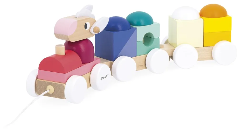 Tracteur à Pousser Zigolos avec Mouton Rigolo - Jouet en Bois Durable