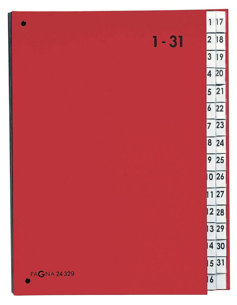 PAGNA Pultordner 24329-01 DIN A4 1-31 32Fächer Polypropylen rt