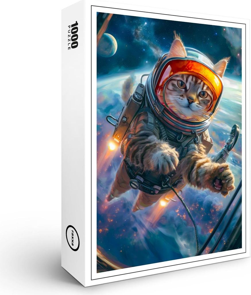 raxxa Premium-Puzzle "Cosmic Cat Adventurer Drifting Weightlessly Among Distant Planets", 1000 Teile