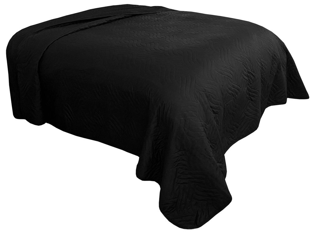 Tagesdecke Bettüberwurf 220x240 cm Schwarz Unifarben Produktbild 