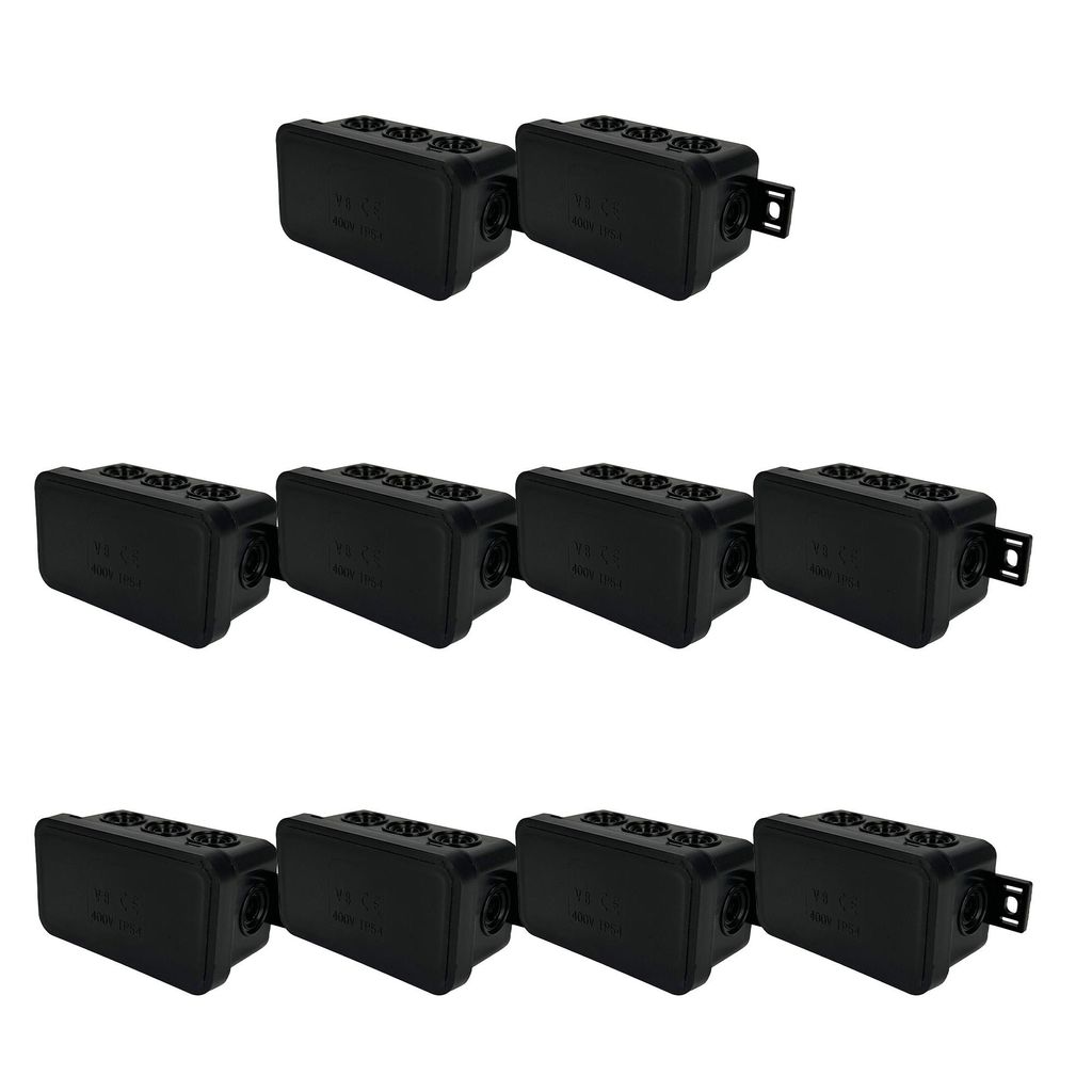 10x Flexible Aufputzdose 80x45x41mm IP54 8 Klick-Einführungen mit Ausbrechöffnungen schwarz V8 EDO777924 EDO Technic