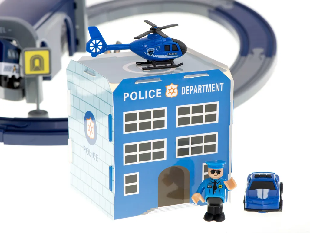 Circuit de train de police électrique de 3 mètres avec 92 accessoires - 4