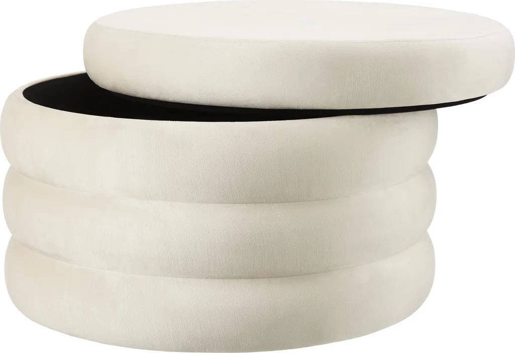 Siège d'appoint ALTU XL avec coffre de stockage velours crème chic blanc