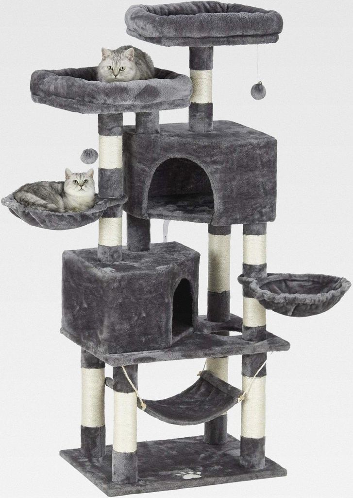 Stabiler Kratzbaum, Kratzbaum groß mit 2 Plattformen, Katzenbaum für Große Katzen, mit großer Höhle, Sisalstämme, Natur Sisal Katzenkratzbaum...