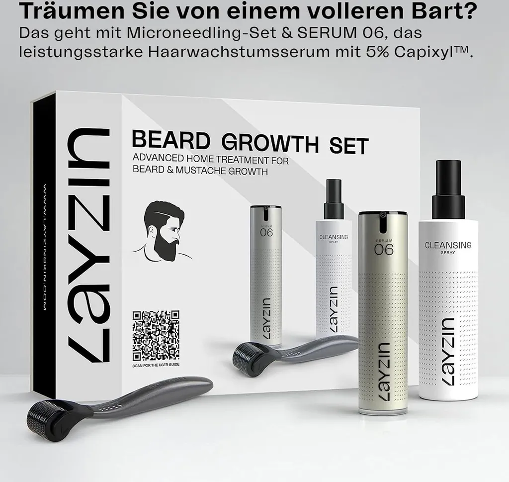 Accélérer la pousse de la barbe : kit complet sérum et rouleau massant