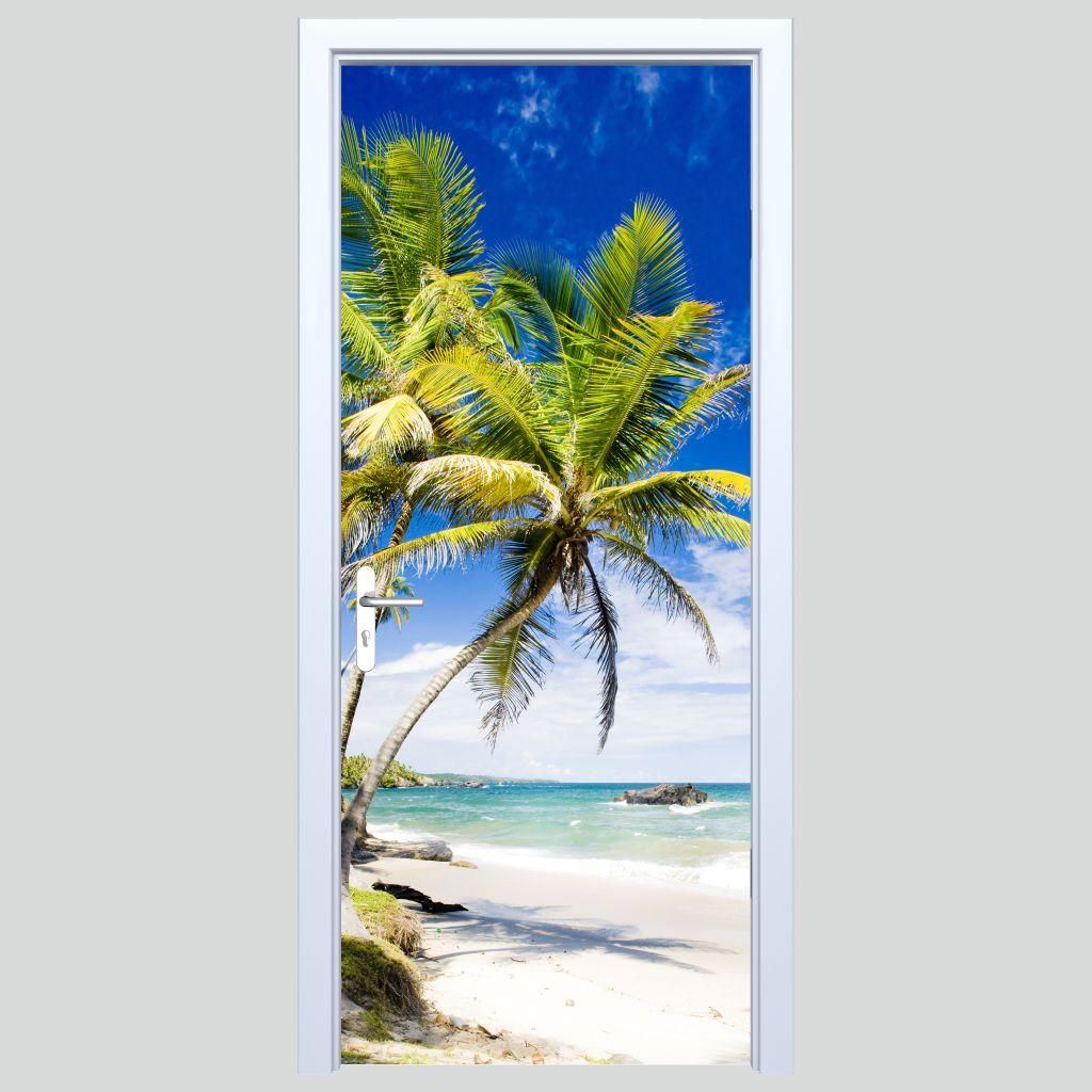 Stofftüraufkleber Insel mit Palmen 244PD