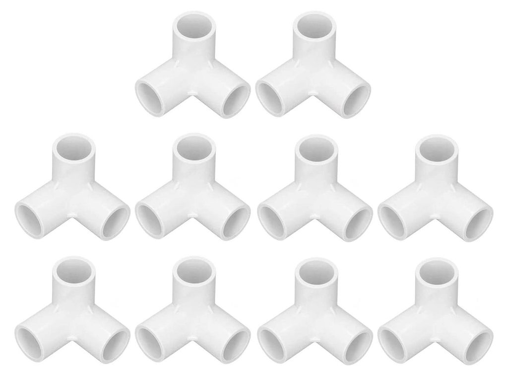 10 Stück 3-Wege-T-Eckverbinder aus PVC-Kunststoff, rechtwinklig, für Wasserrohre, Möbel, Gewächshäuser, Rohrverbindungen, 20 mm Innendurchmess...