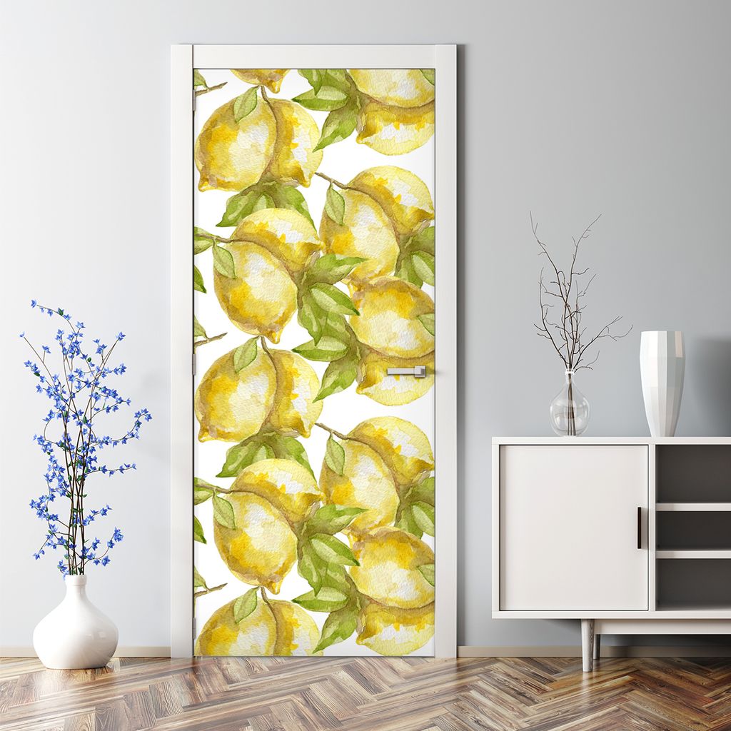 Dekorative Türtapete selbstklebend Aufkleber Klebefolie Zitronenfrüchte 85 x 200 cm