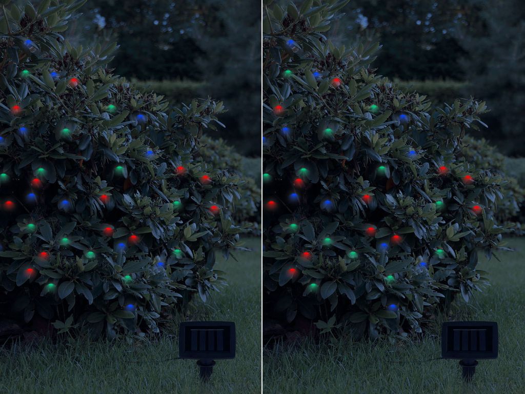 2er Set LED Solar Lichterketten Weihnachtsbaumbeleuchtung Außen RGB Garten, 12 M