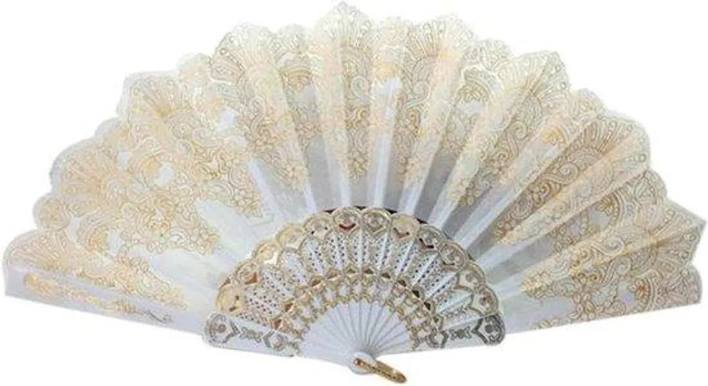 Grand éventail pliable en soie et bambou 24 cm pour décoration et mariage