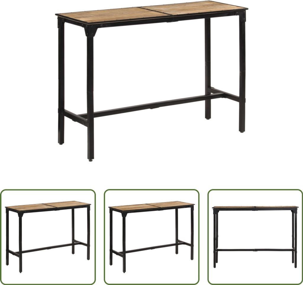 The Living Store Bartisch 150x55x107 cm Raues Massivholz Mango
