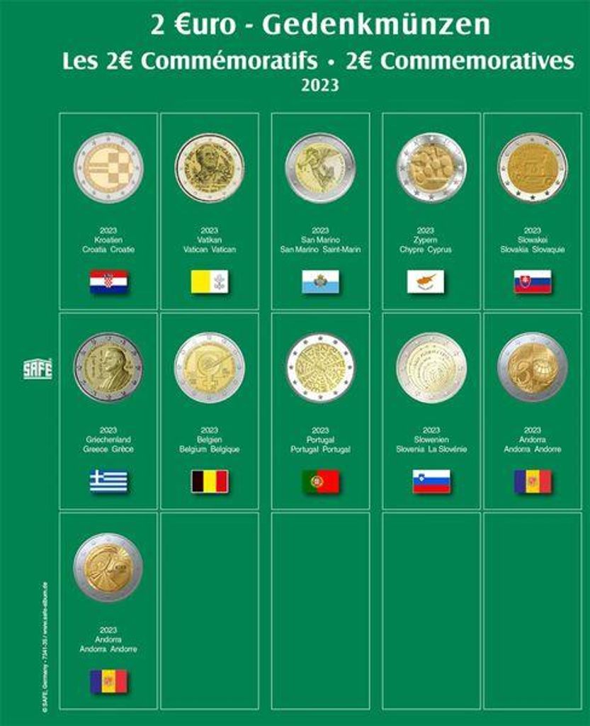 SAFE 7341-35 Premium Münzblatt 2 Euro des Jahres 2023 Blatt 35