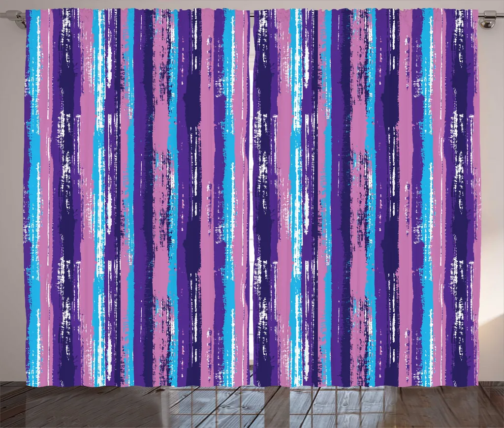 Rideaux de décoration abstraits avec crochets violet rose bleu 280x225