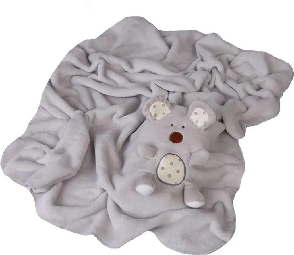 Couverture Bébé Microfibre Ultra Douce 85x100 BabyMatex Willy Mouse Gris - 2