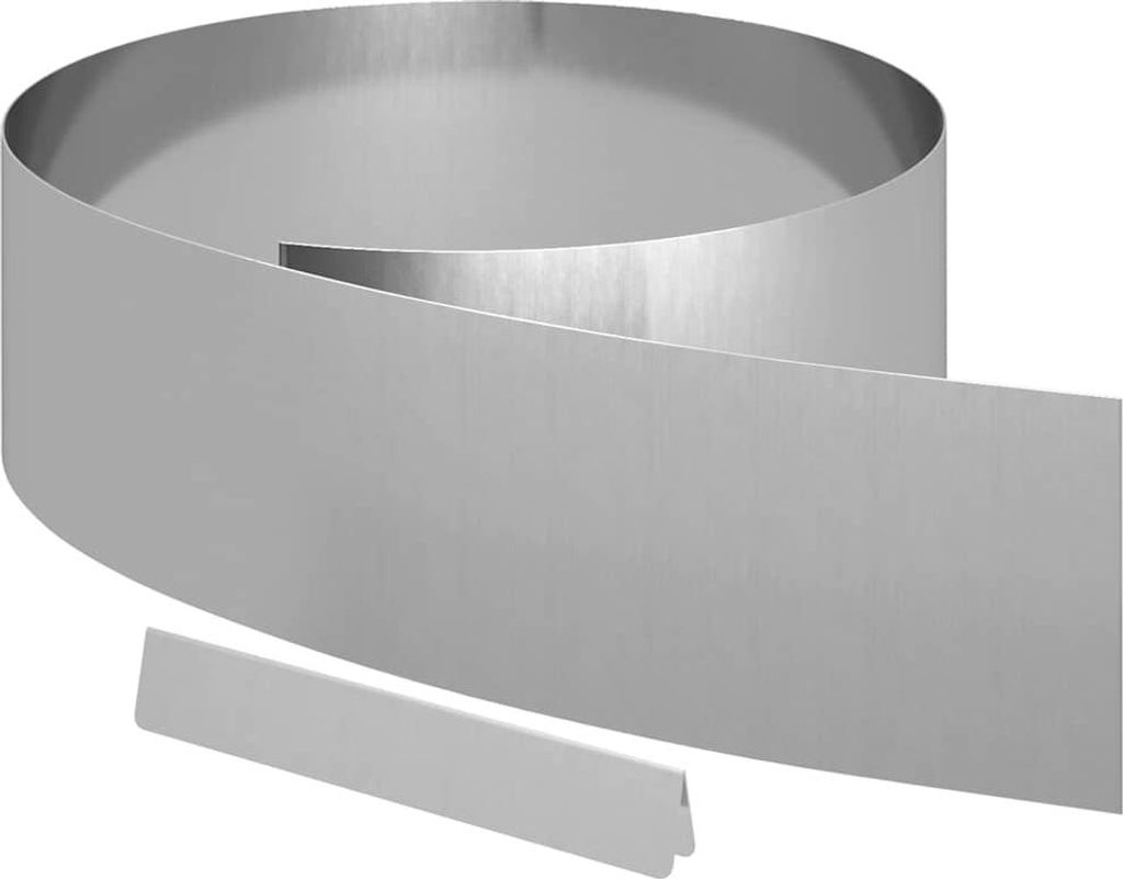 vidaXL Raseneinfassung Silber 450 x 0,05 x 15 cm Verzinkter Stahl