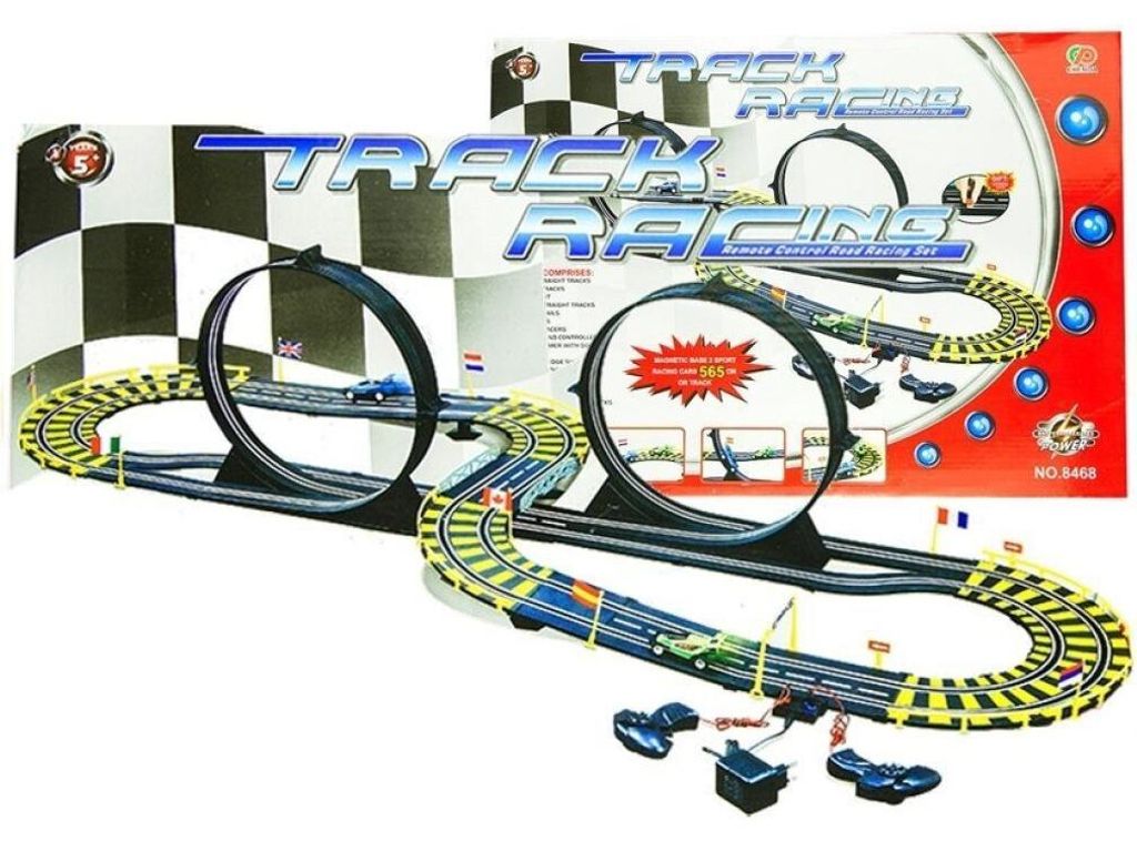 Autorennbahn Rennbahn Track Racing 565cm 2 Autos 2 Joysticks Aufkleber Kinder 6+