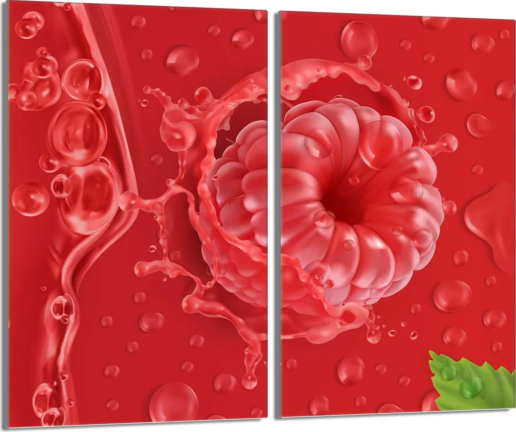 Set 2 Copri Piano Cottura Vetro Rosso Lampone 30x52 cm Universali