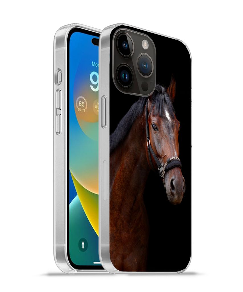 MuchoWow Handyhülle Schutzhülle Hülle für Apple iPhone 14 Pro Max Pferd - Tiere - Braun Silikon Softcase Handy Hülle - Hardcover