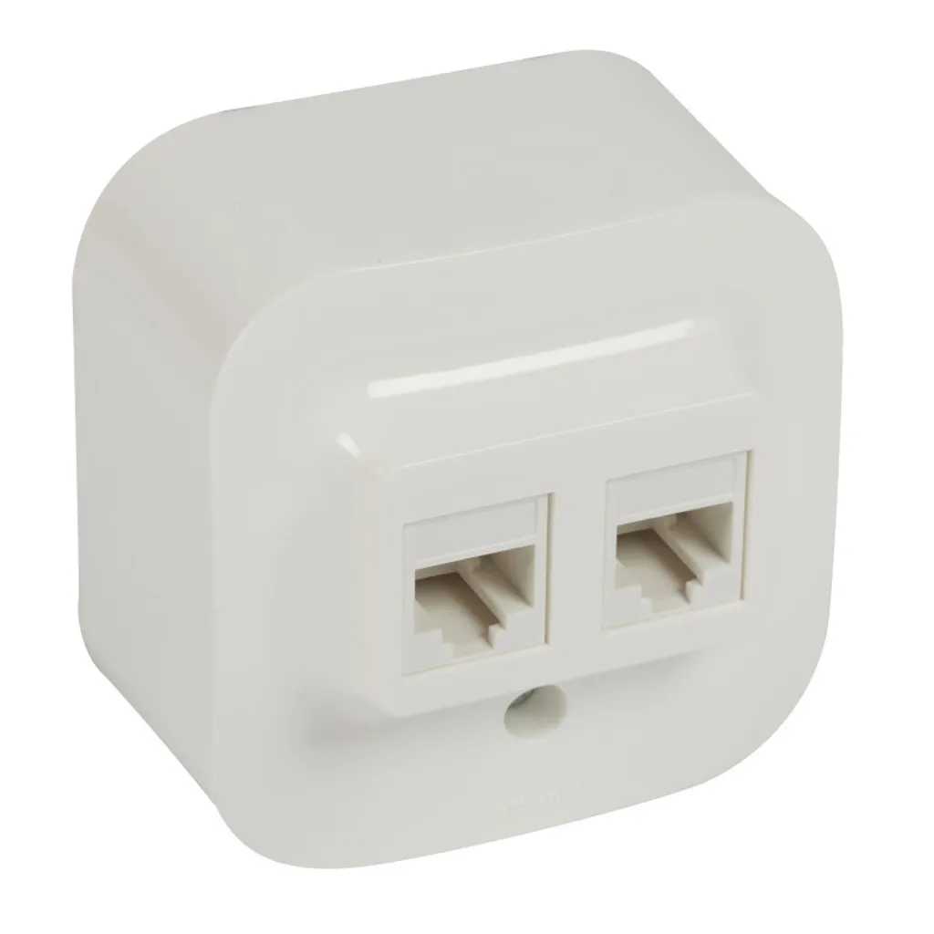 Prise double RJ45 UTP Catégorie 5e Legrand Forix Blanc - Montage Saillie