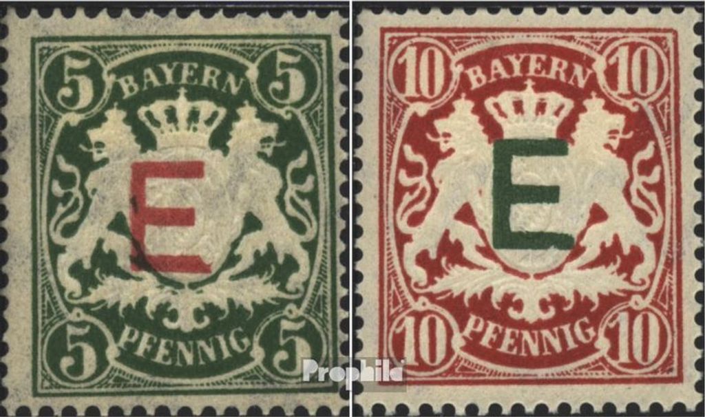 Briefmarken Bayern 1908 Mi D2-D3 gestempelt Staatswappen Produktbild 