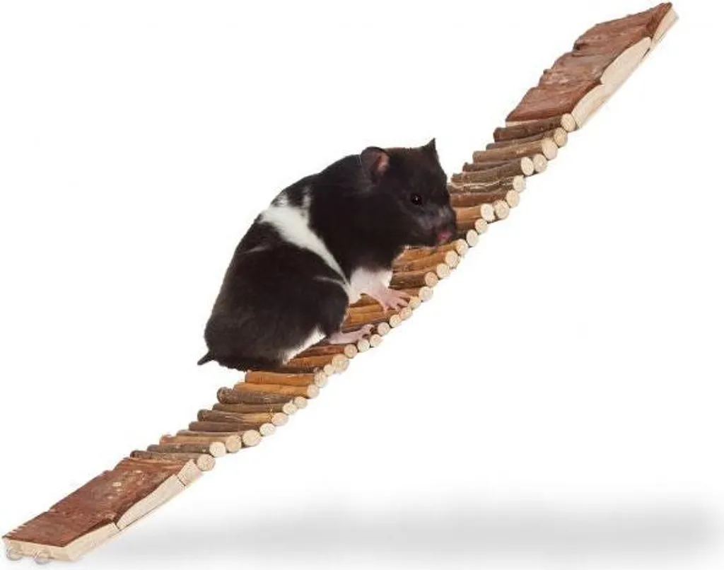 Ponte Sospeso per Roditori in Legno Naturale - Accessorio Gabbia Premium